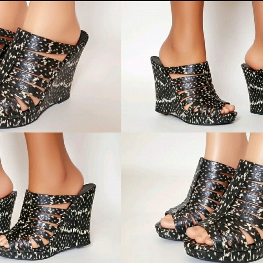 Calvin Klein Phillipa Cage Wedge Sandals Snakeskin